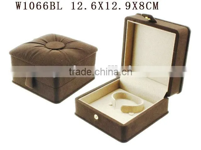 W1066LS Classic Suede Luxury Gift Wood Jewelry Box for Bracelet Chain