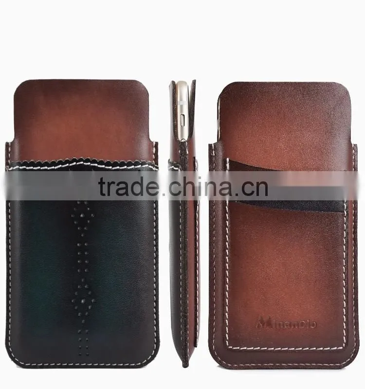 Fading Color Genuine Leather Mobile Phone Tube for iPhone 6/6plus for women/Lady