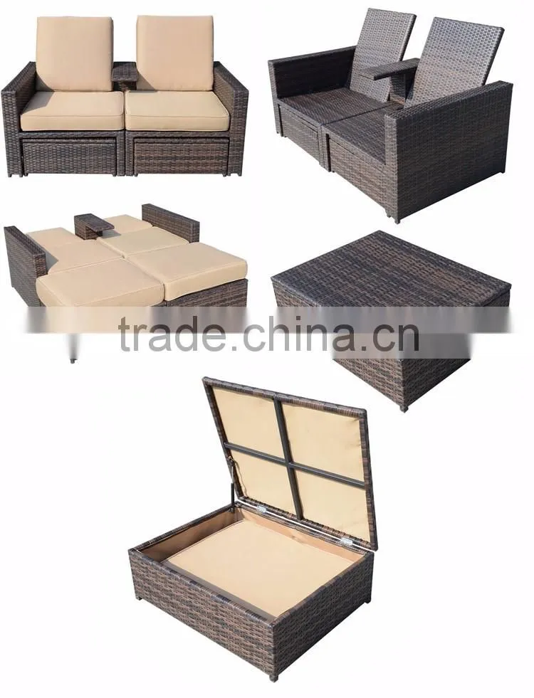 Multifunction New Design Double Outdoor Living Garden Daybed Philippines Bamboo And Rattan Furniture