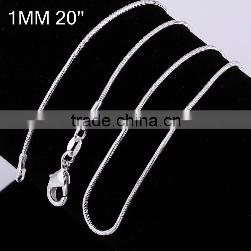 2014 SGS Certified 2014 Classy silver snake chain necklace C008