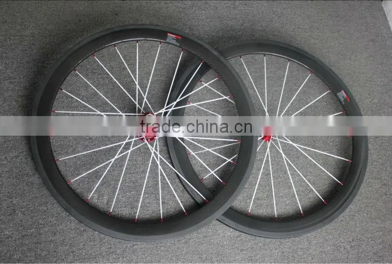 China wholesale bicycle parts carbon road bike wheels 50mm clincher MT-50C