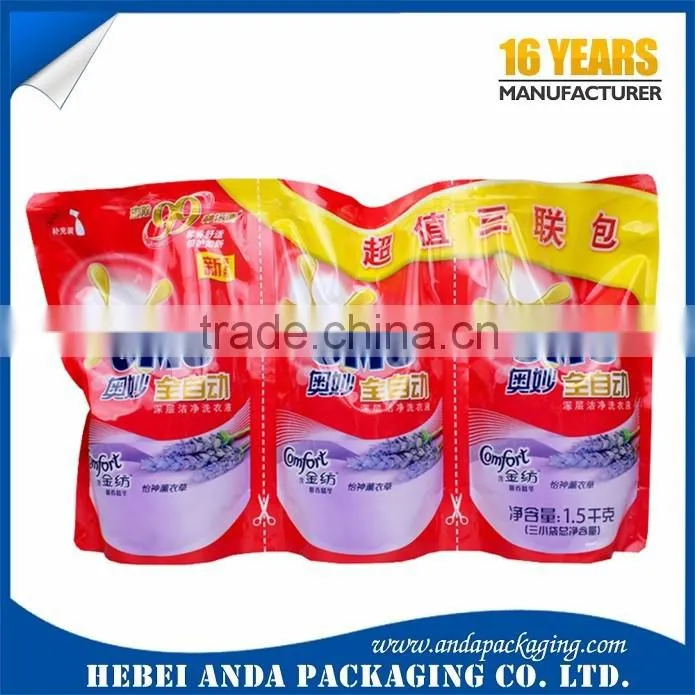 Stand up Pouch with Spout Liquid Laundry Detergent Packaging Plastic Bag, baby bottle washing liquid detergent