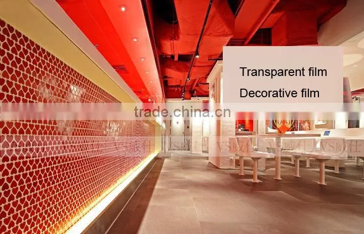 Colorful Transparent PET Film for window and home decoration,Red decorative vinyl window glass static film