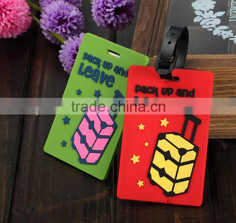 Custom design FDA Silicone embossed luggage tag blank name tag for promotion