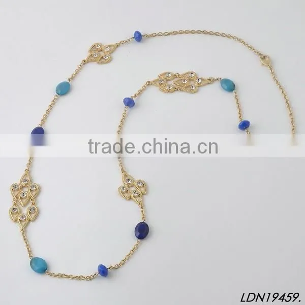 Gold rhinestone resin pendant necklace