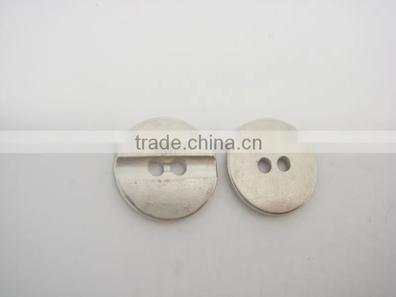 13mm fashion good quality shine silver 2 hole metal button