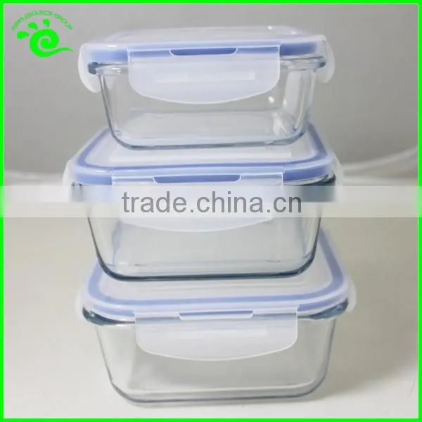 Square Thermo Airtight Glass Food Container With PP Lid
