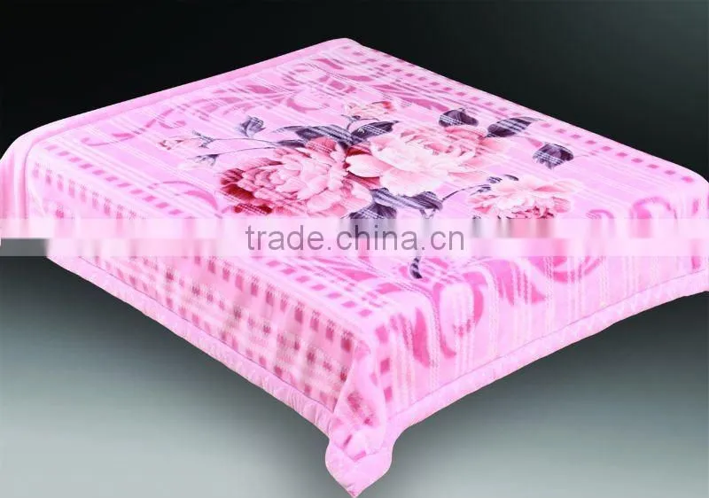 100% polyester raschel print super soft double blanket with interweaving