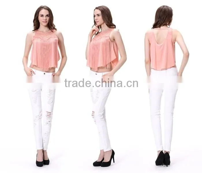 Crochet Front New Fashion Girls Tops 2016 Latest Design Summer Tops