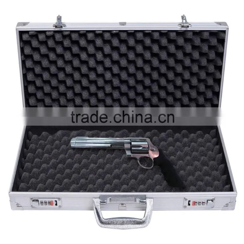 18.5" Aluminum Framed Locking Gun Pistol HandGun Lock Box Hard Storage Carry Case