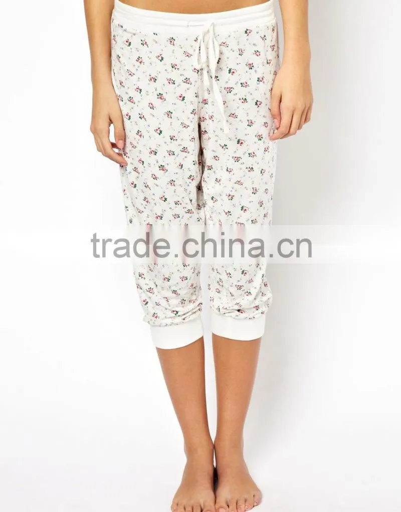 Ladies Fancy Olympia Rose All Over Print Lounge Pant and Cap Sleeve Top Pajama Set