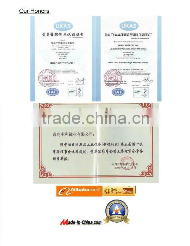 4mm 5mm 6mm fine processed wall dance mirror for decoration with double coated paint