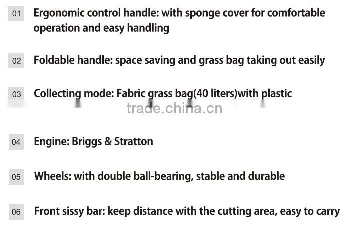 China 16inch wheel adjustable grass cutting B&S B450E American gasoline engine wholesale manual cheap mini lawn mower for sale