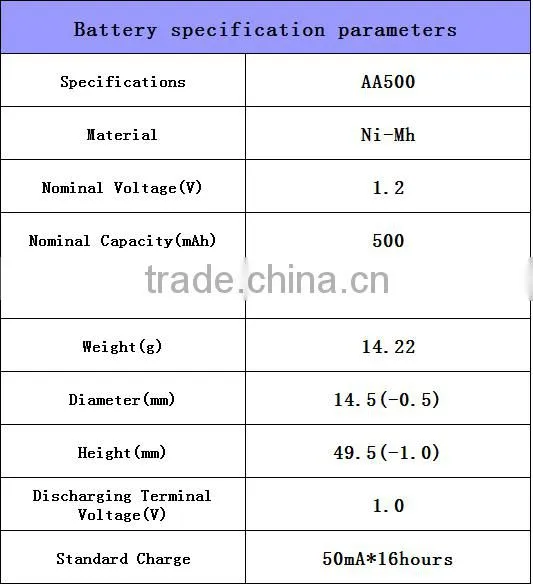 AA 500mAh 1.2 V Quanlity Rechargeable Battery NI-MH 1.2V Rechargeable 2A Battery Baterias Bateria