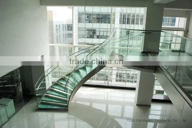 Prefabricated steel glass stairs, interior curve stairs for project ---YUDI
