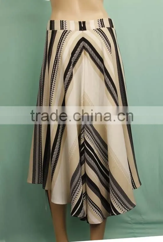2016 Elegant ladies printed fashion cotton blend maxi skirt