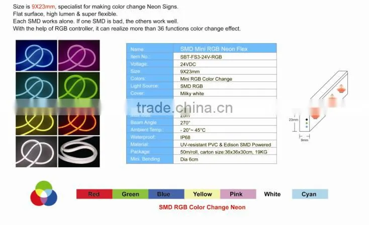 IP68 SMD MINI RGB color change NEON FLEX printing paper