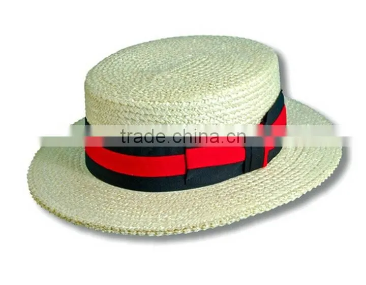 Wholesale Big Bow Customaize Boater Straw Paper Skimmer Hats