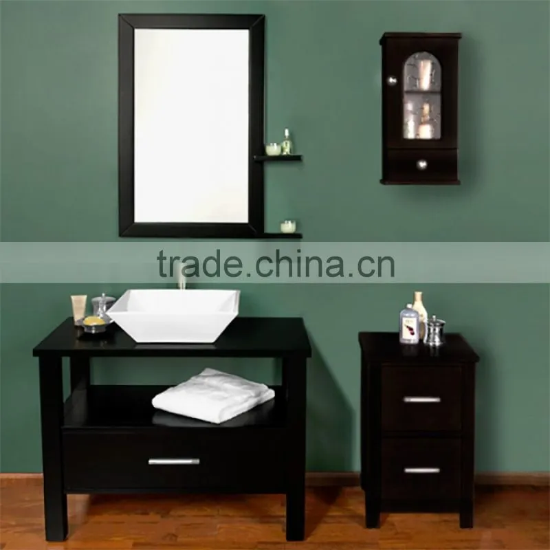 Simple European Solid Wood Bathroom Cabinet With Marble Countertop