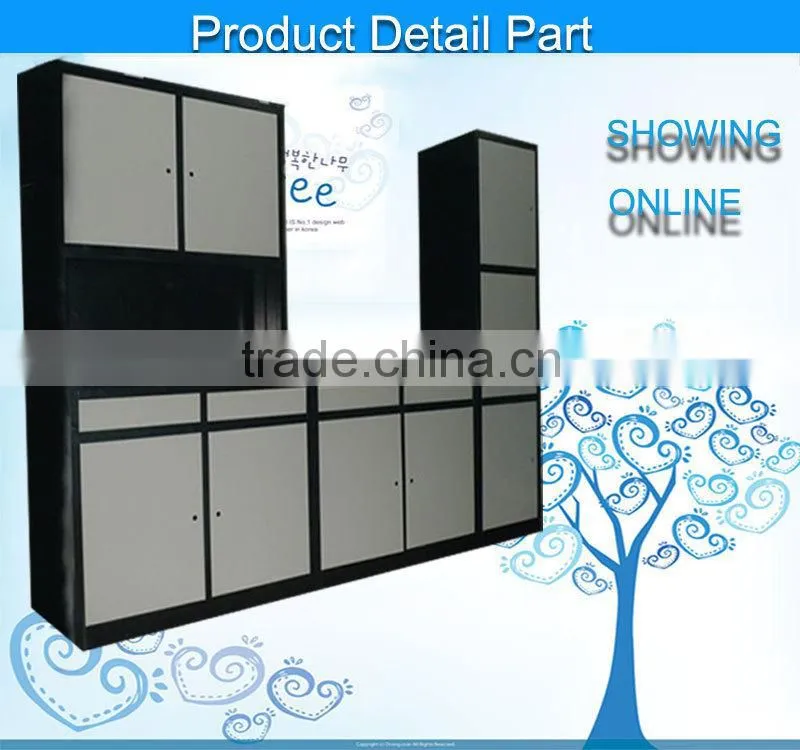 High Quality India Kitchen Stainless Steel Cabinet Shelves with Three Doors Cabinet