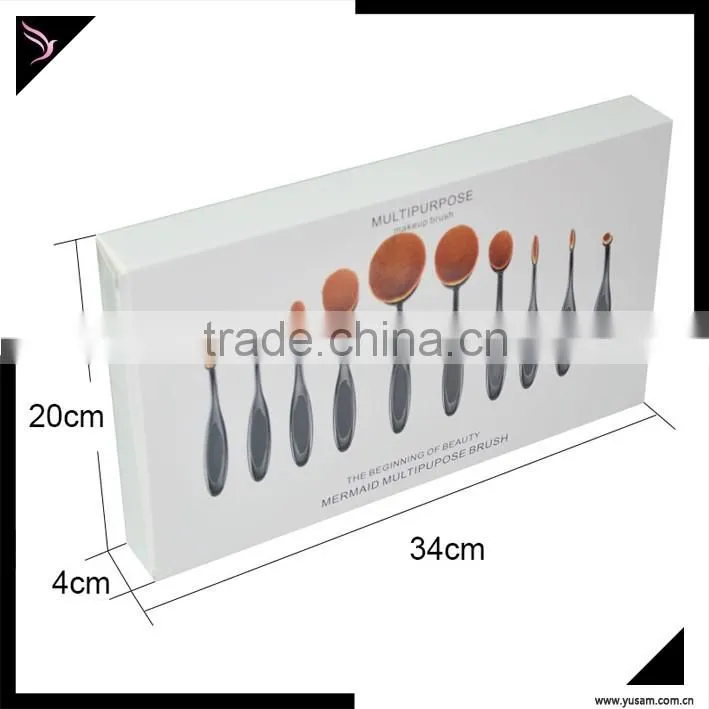 Oval cosmetic tooth brush makeup brush set