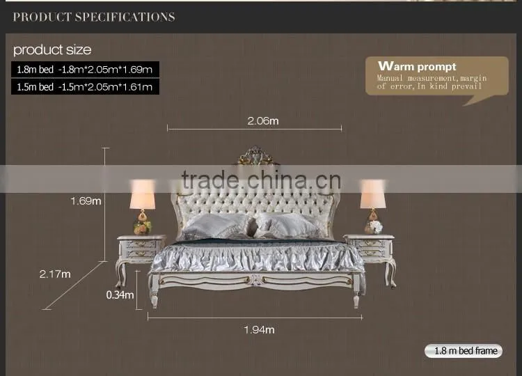 2016 Top sale Luxury Italian bed classic 0antique bed Hot sell europe designs king size beds 1411CJ