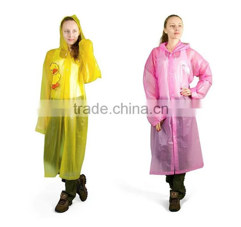 Fashion EVA travel thickening eco-friendly disposable raincoat