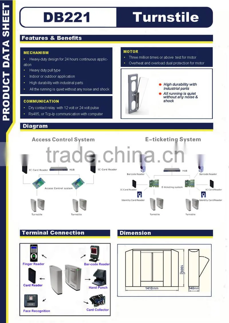 Retractable Flap Barrier Turnstile / RFID Reader Security Flap Turnstile Gate