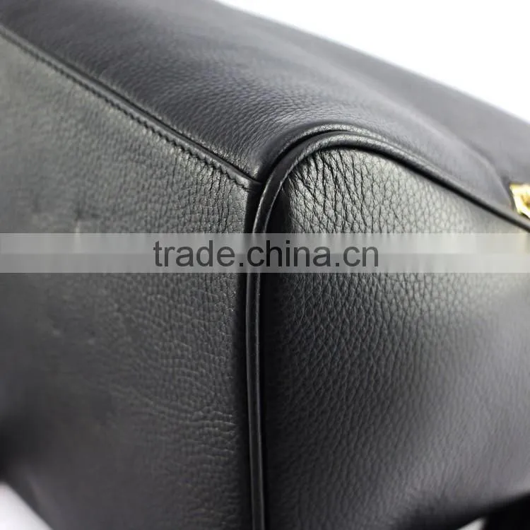 New special design ladies durable black litchi pattern leather backpack