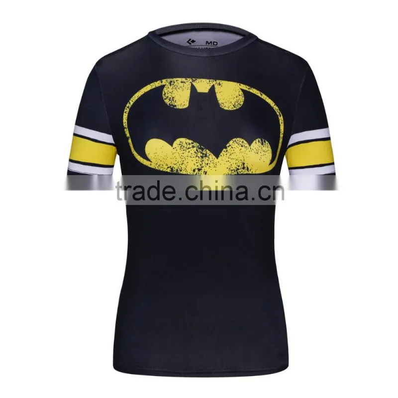 Ladies DC Comics Superhero Wonder Women/Bat-men/ Captain America Athletic T Shirt Compression Bodybuilding Tee Tops