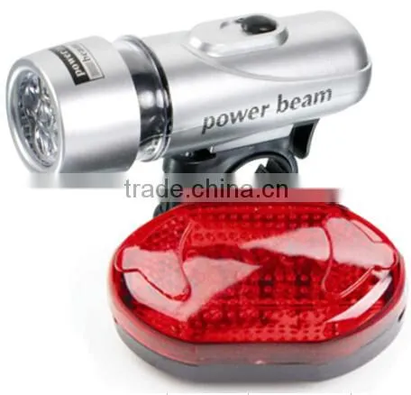 Waterproof 5 LED Lamp Bike Bicycle Front Head Light + 5 Red LED Rear Safety Flashlight