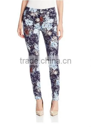 2014 sexy close-fitting leisure shivering floral high waist jeans