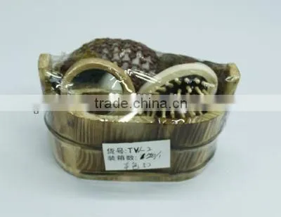 massage scrubber &pumice stone spa set in wood basket