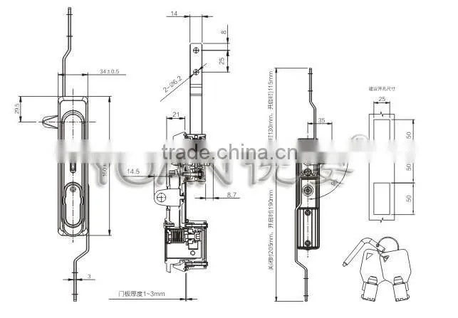 Rod control cabinet lock with tubular key