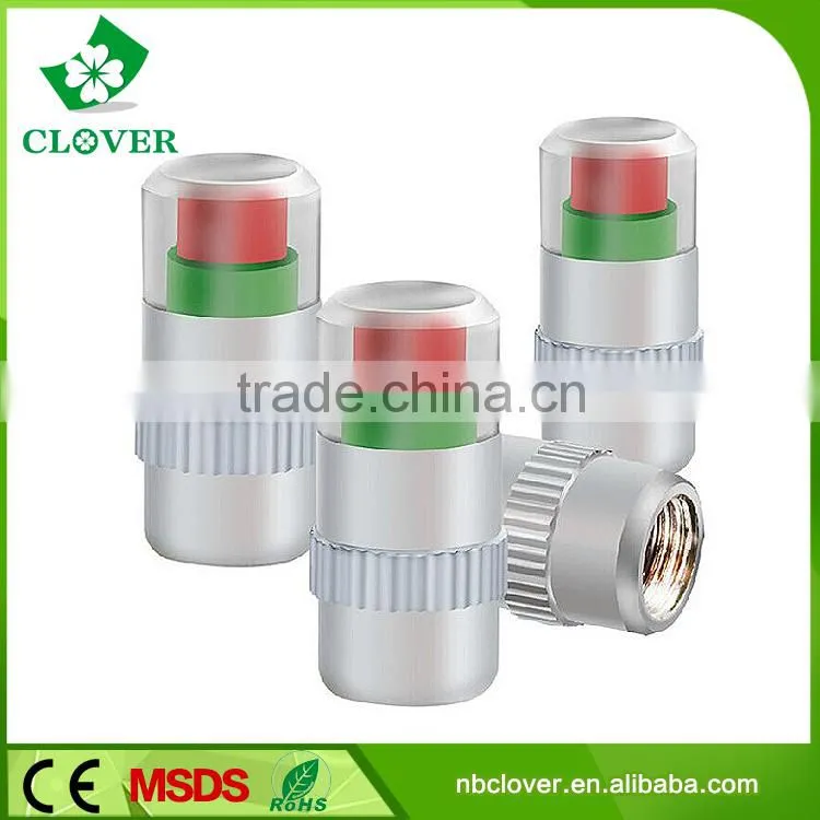 36PSI 2.4 Bar 4Pcs Car Tire Pressure Monitoring Air Alert Chromed Metal Car Tire Valve Caps