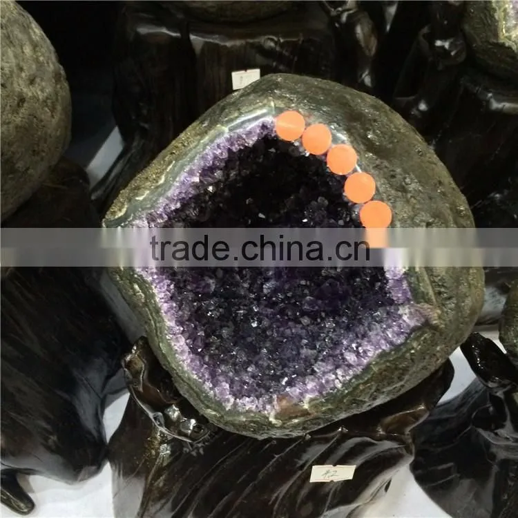 Natural Rock Amethyst Geode Brazilian Crystal Ornaments Wholesale