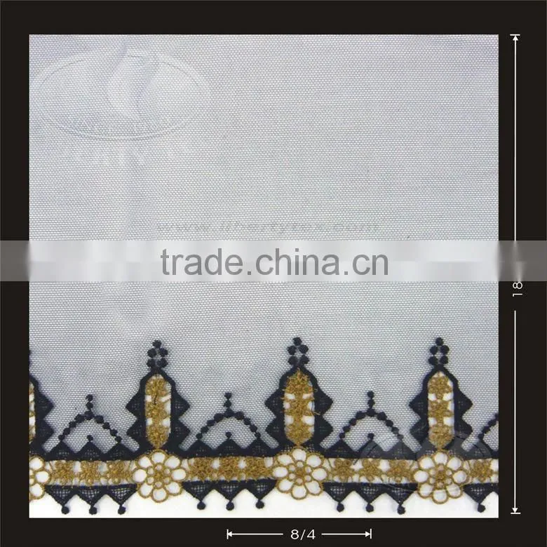 gold Polyester chain 3D design embroidery lace with Guipure