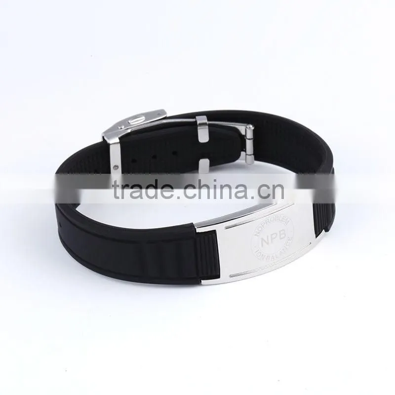 Noproblem P035 tourmaline titanium elastic silicone sports personalized fitness power bracelet