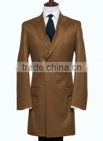 2016 Hot Style Custom Made Cashmere Long Double Breasted Men Coat