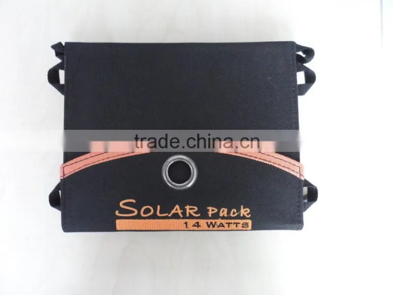 2016 High efficiency solar pack portable solar cells bag 14 watts charge for mobile phones