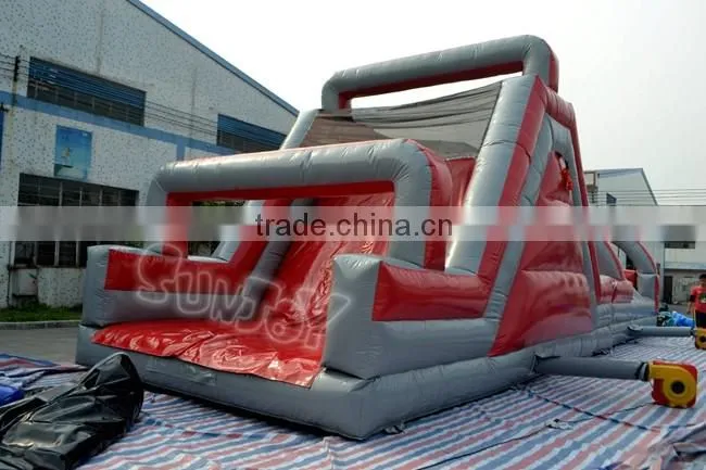 Outdoor Adult Xtreme Rush Inflatable obstacle Course / Castle Slide With Climbing Wall