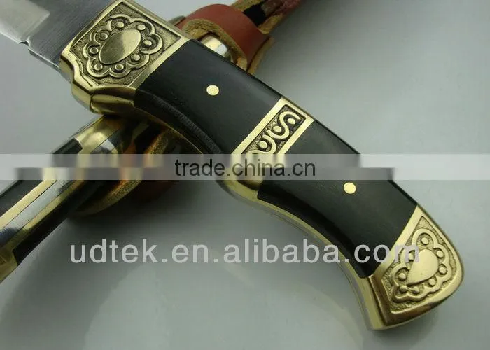 High Quality Black wind spiderman # 2 Hunting Knife Jungle Knife with Ebony/Brass Handle UDTEK01259