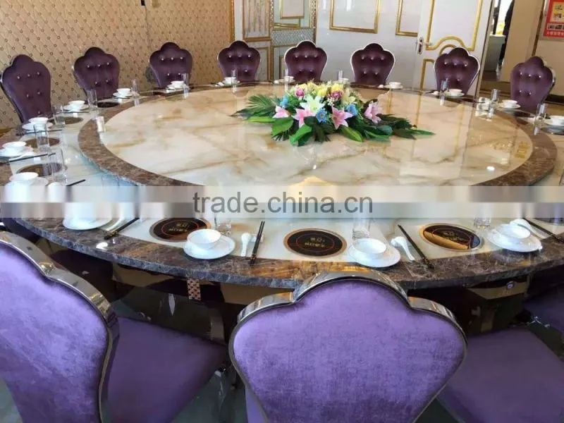 2016 simple round wooden material stainless steel table