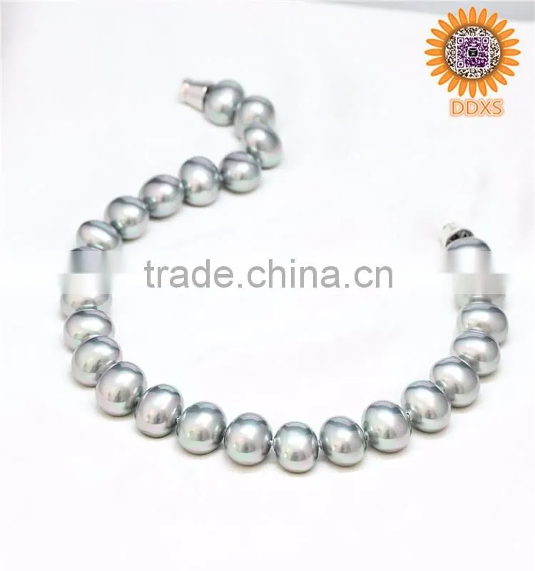AAAA+ rainbow peacock oval real southsea shell pearl necklace
