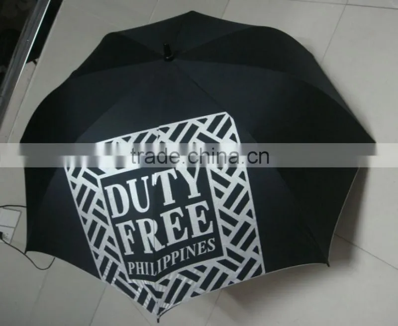 black automatic best promotional golf fiberglass umbrella with logo