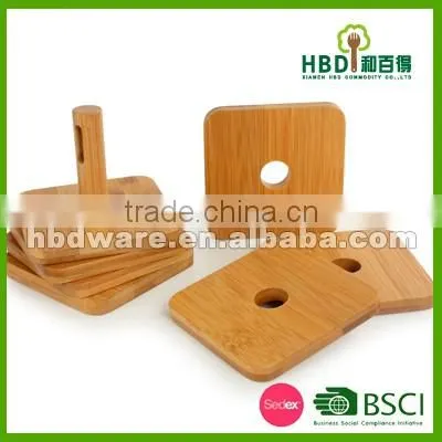 High Quality 7pcs wooden bamboo cup coaster set from BSCI factory