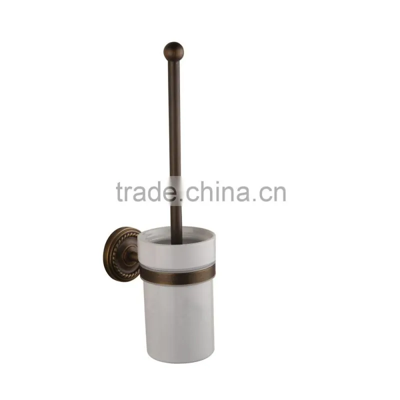 2014 Rural Design White Ceramic Antique Copper Toilet Brush Holder Collections for Bathroom