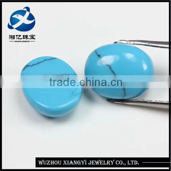Alibaba gemstones manufacturer flat oval shape blue turquoise cabochon