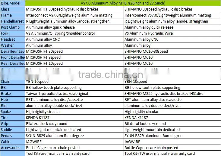 26 aluminum alloy frame mountain bike bicycle best specification OEM Manufacturer