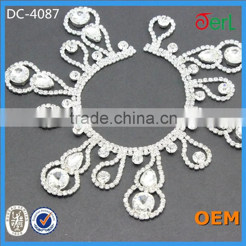 Clear Silver Crystal Glass Rhinestone Chain Sewing Banding Wedding Trims